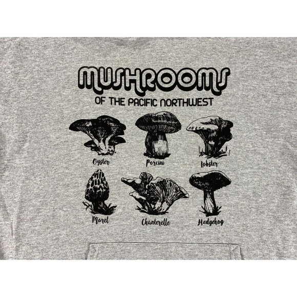 Hanes Mushroom Sweater Mens Medium Gray Pullover Hoodie Long Sleeve Jacket - Picture 9 of 12